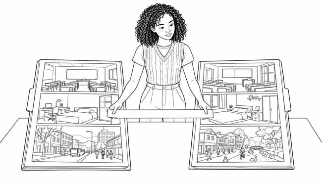 A female applicant compares teaching, accommodation and location across two university choices.